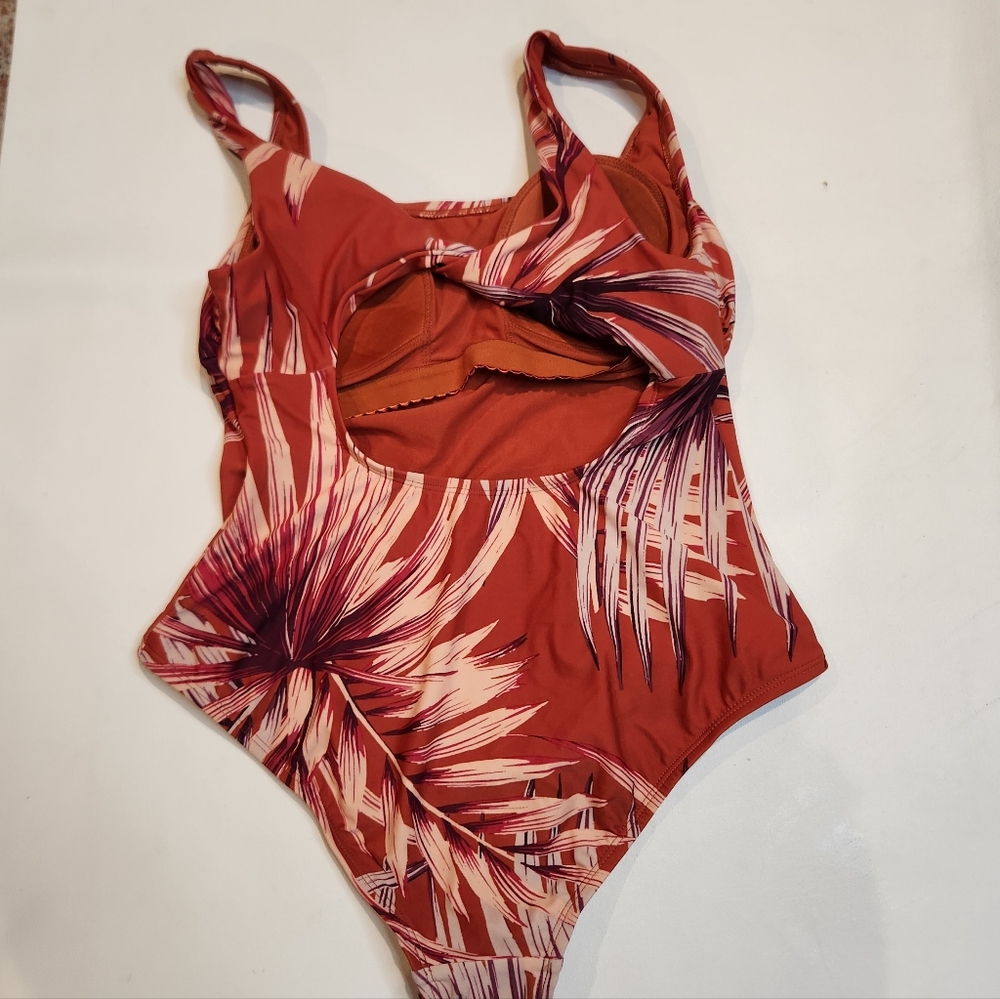 Kona Sol Rust Orange Tropical Leaf Pattern One Pi… - image 5